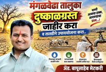 मंगळवेढा तालुका दुष्काळग्रस्त जाहीर करा; तातडीने उपाययोजना व मदत द्या, बहुजन गौरव प्रतिष्ठानचे अध्यक्ष ॲड. बापूसाहेब मेटकरी यांची मागणी
